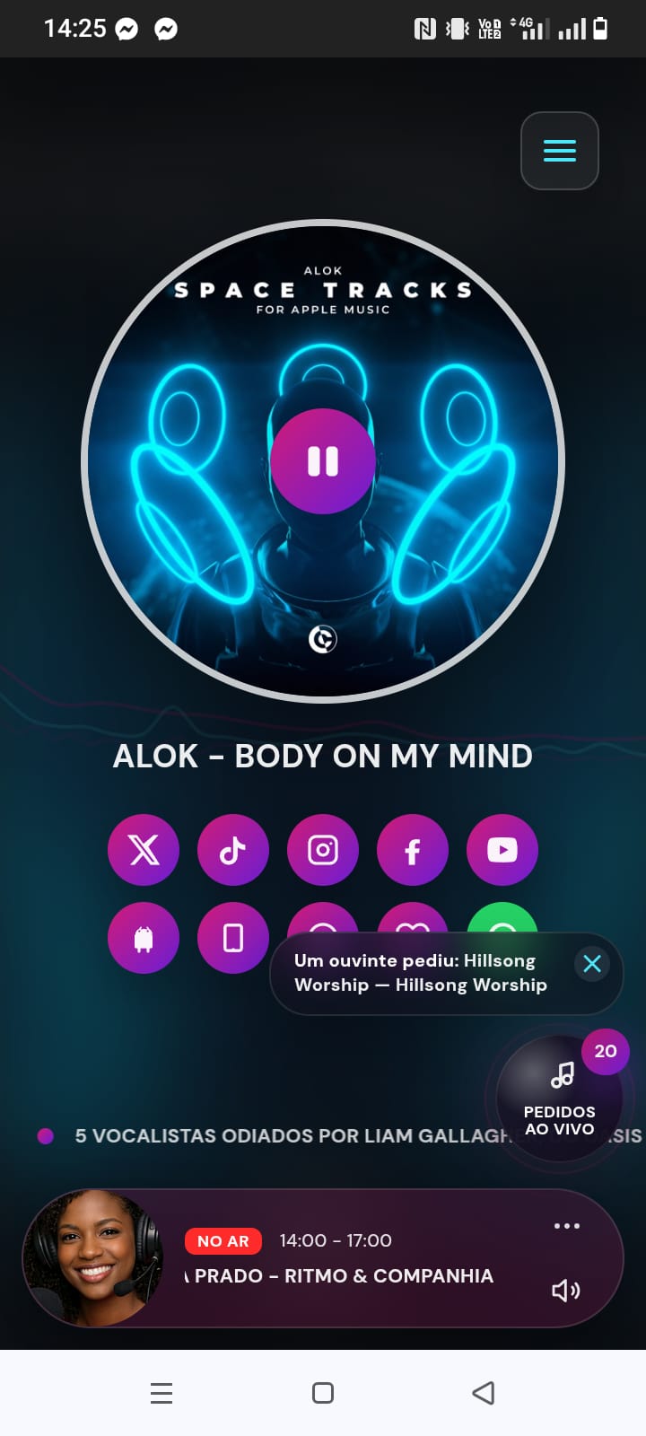 App Micro Rádio - tela principal