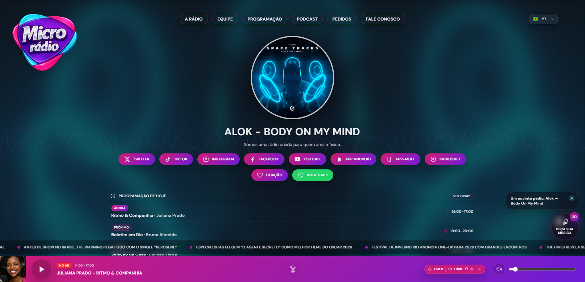 Prévia do microsite Micro Rádio